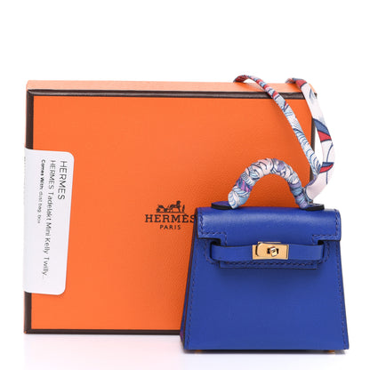 Hermes Tadelakt Mini Kelly Twilly Bag Charm Bleu Electrique 7 of 7