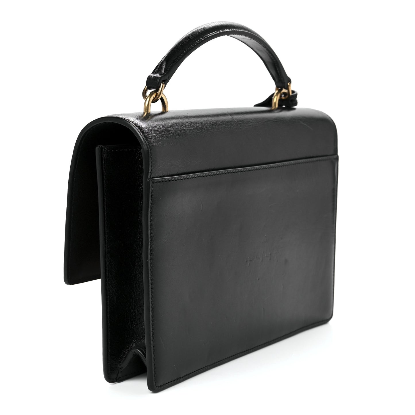 Calfskin Suede Medium Monogram Sunset Satchel Black Cinnamon
