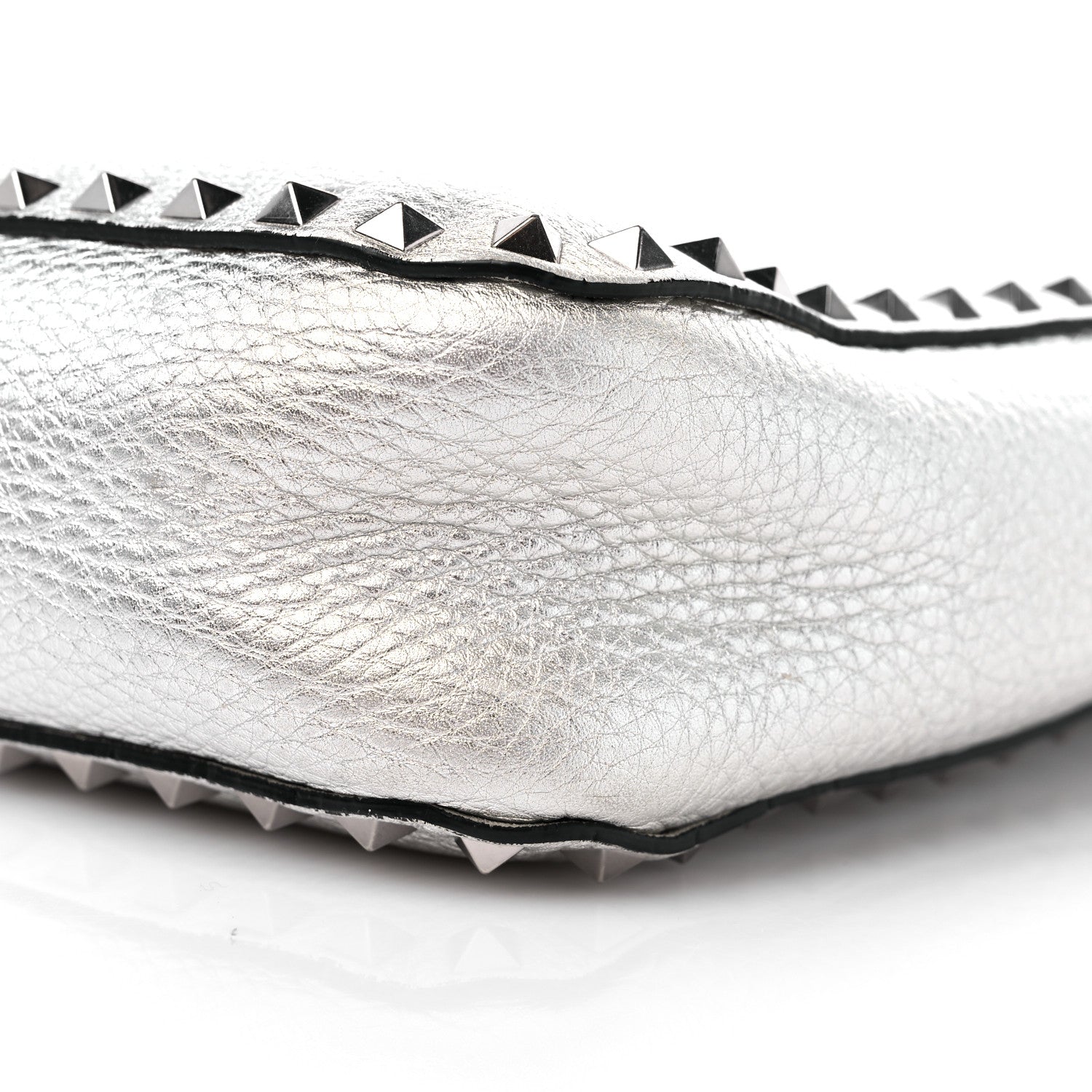 Valentino Garavani Metallic Pebbled Calfskin Small Rockstud Flip-Lock Messenger Bag Silver 8 of 12