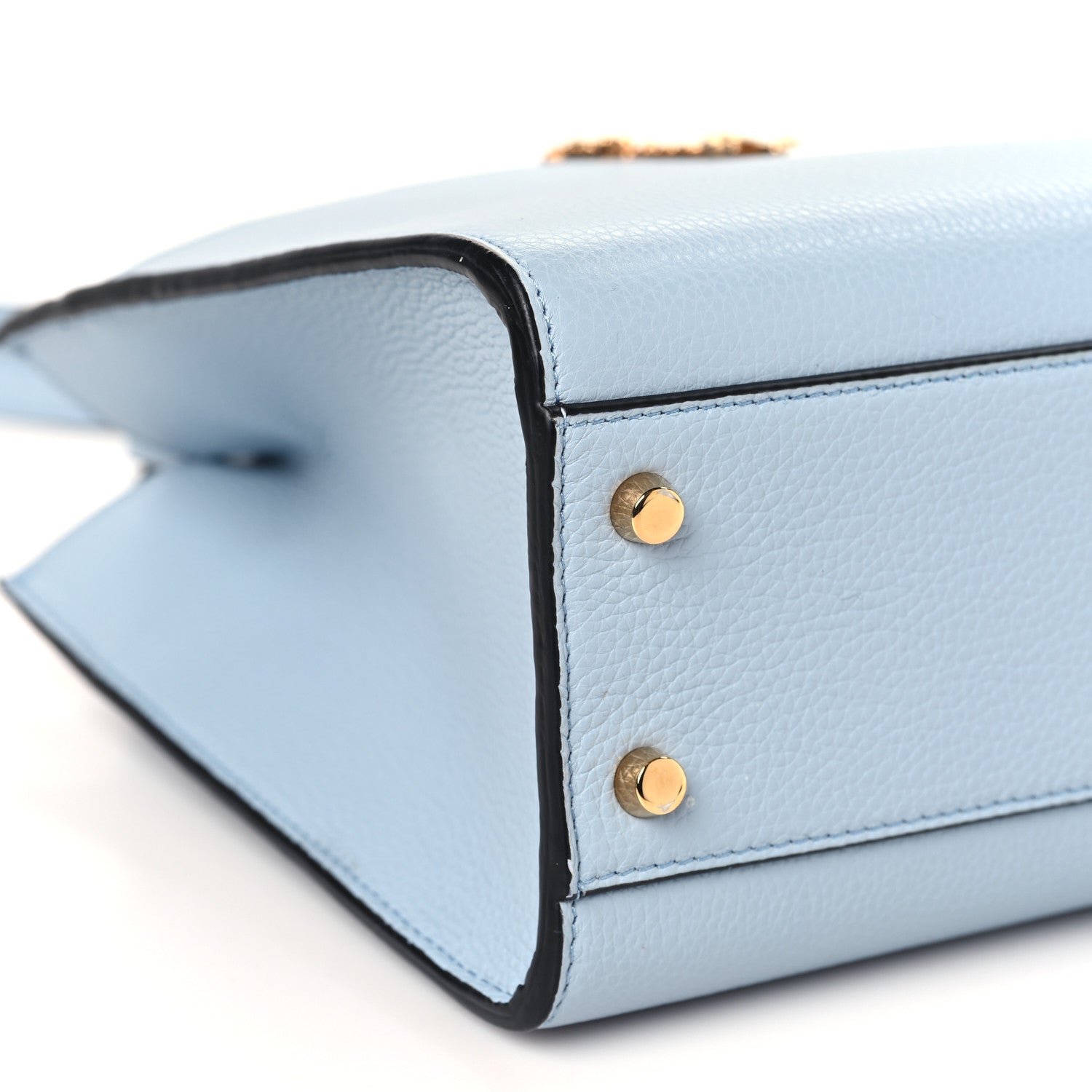 Versace Grainy Calfskin Virtus Top Handle Tote Blue 7 of 8