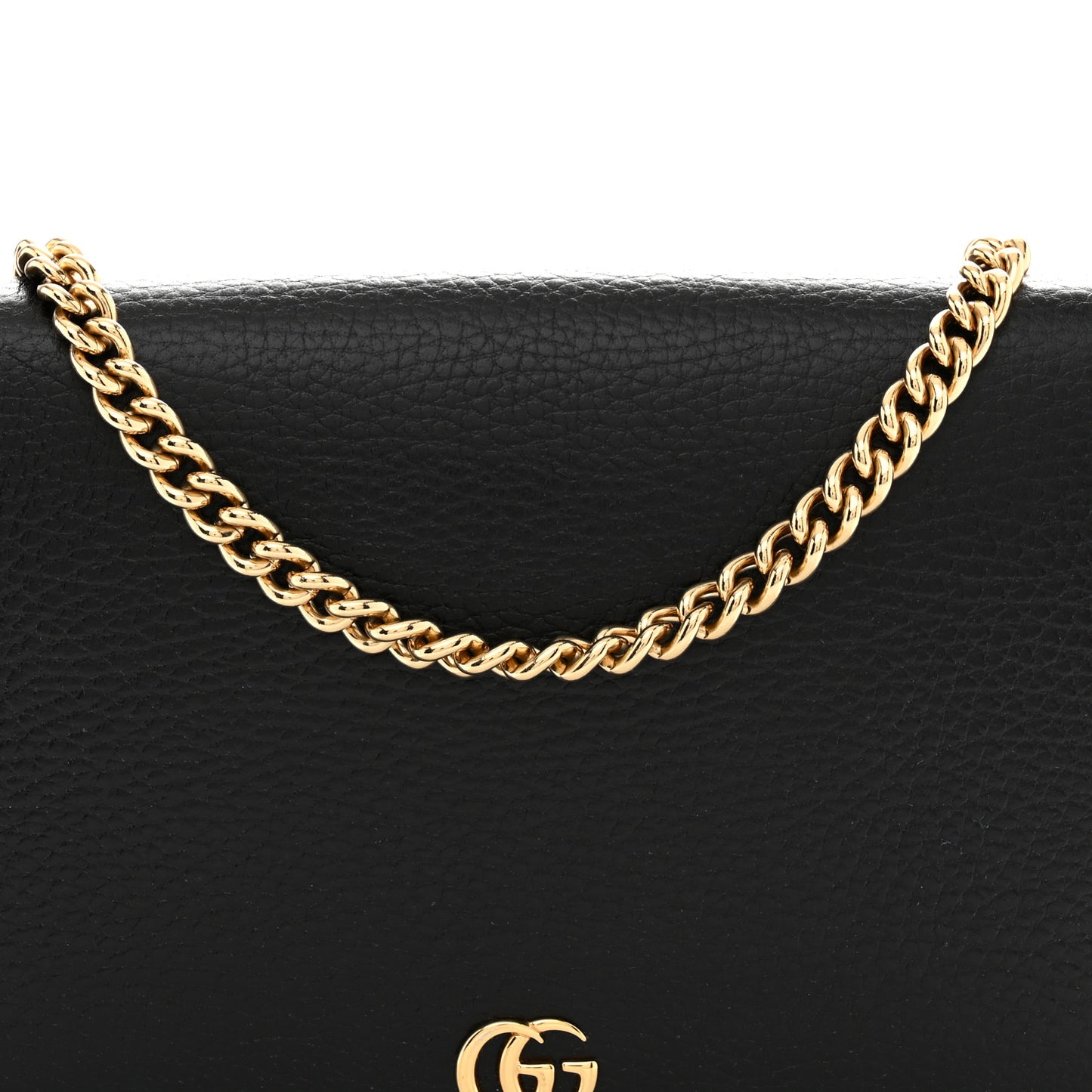 Calfskin Mini GG Marmont Chain Wallet Black