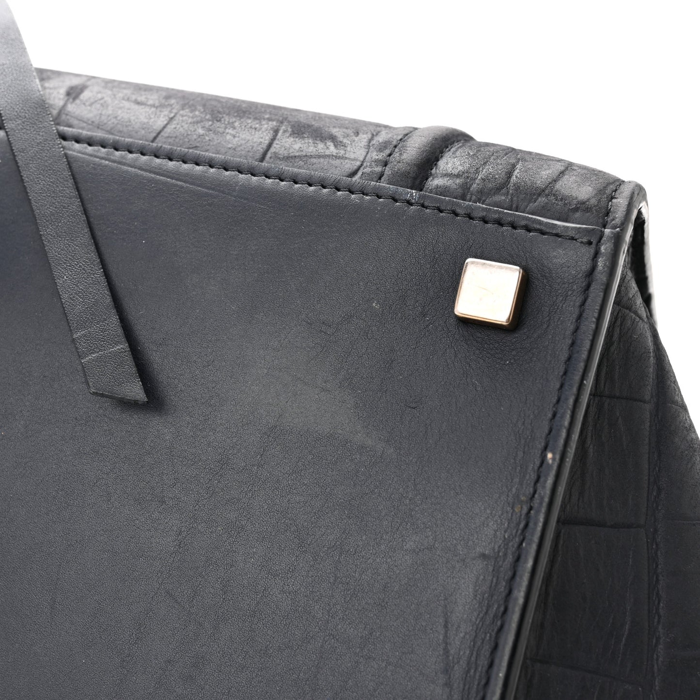 Crocodile Embossed Nubuck Medium Phantom Luggage Navy Blue