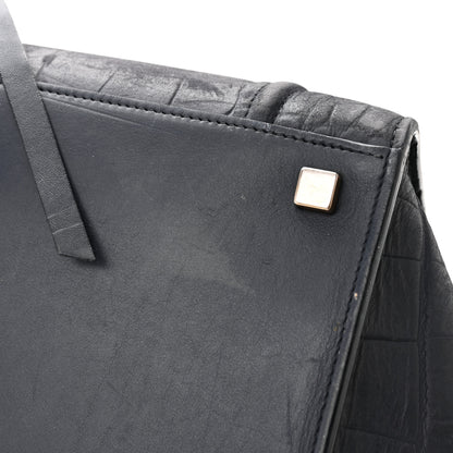 Celine Crocodile Embossed Nubuck Medium Phantom Luggage Navy Blue 13 of 14