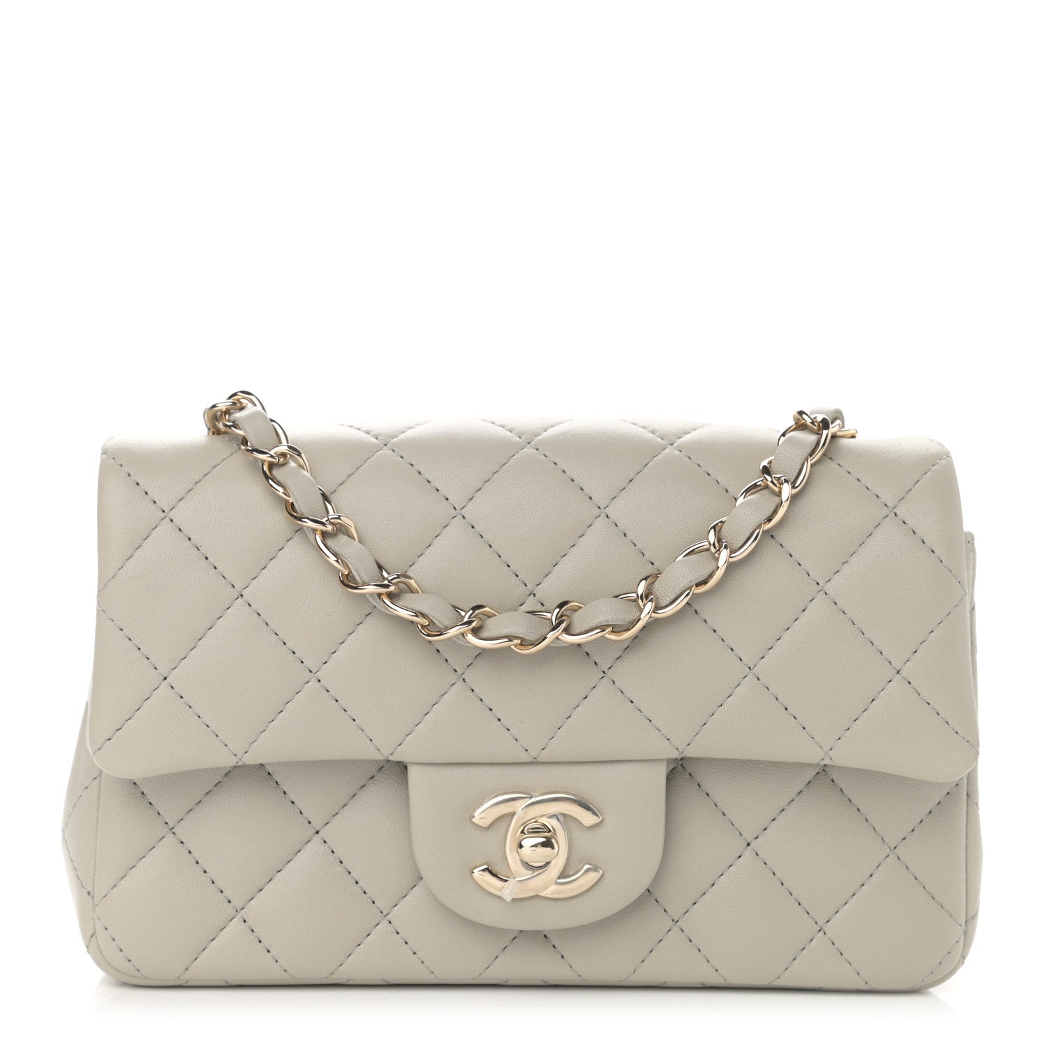 Chanel Lambskin Quilted Mini Rectangular Flap Grey 1 of 10