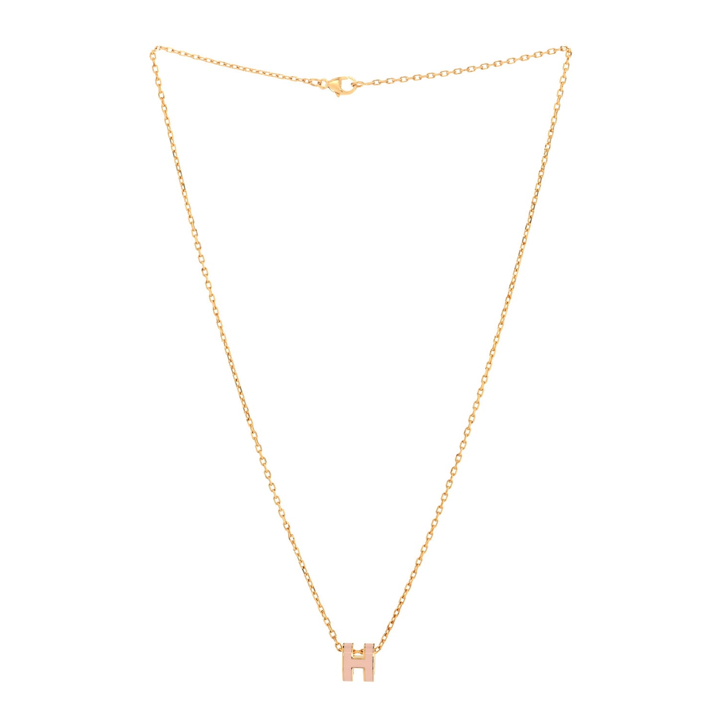 Lacquered Rose Gold Mini Pop H Pendant Necklace Rose Dragee