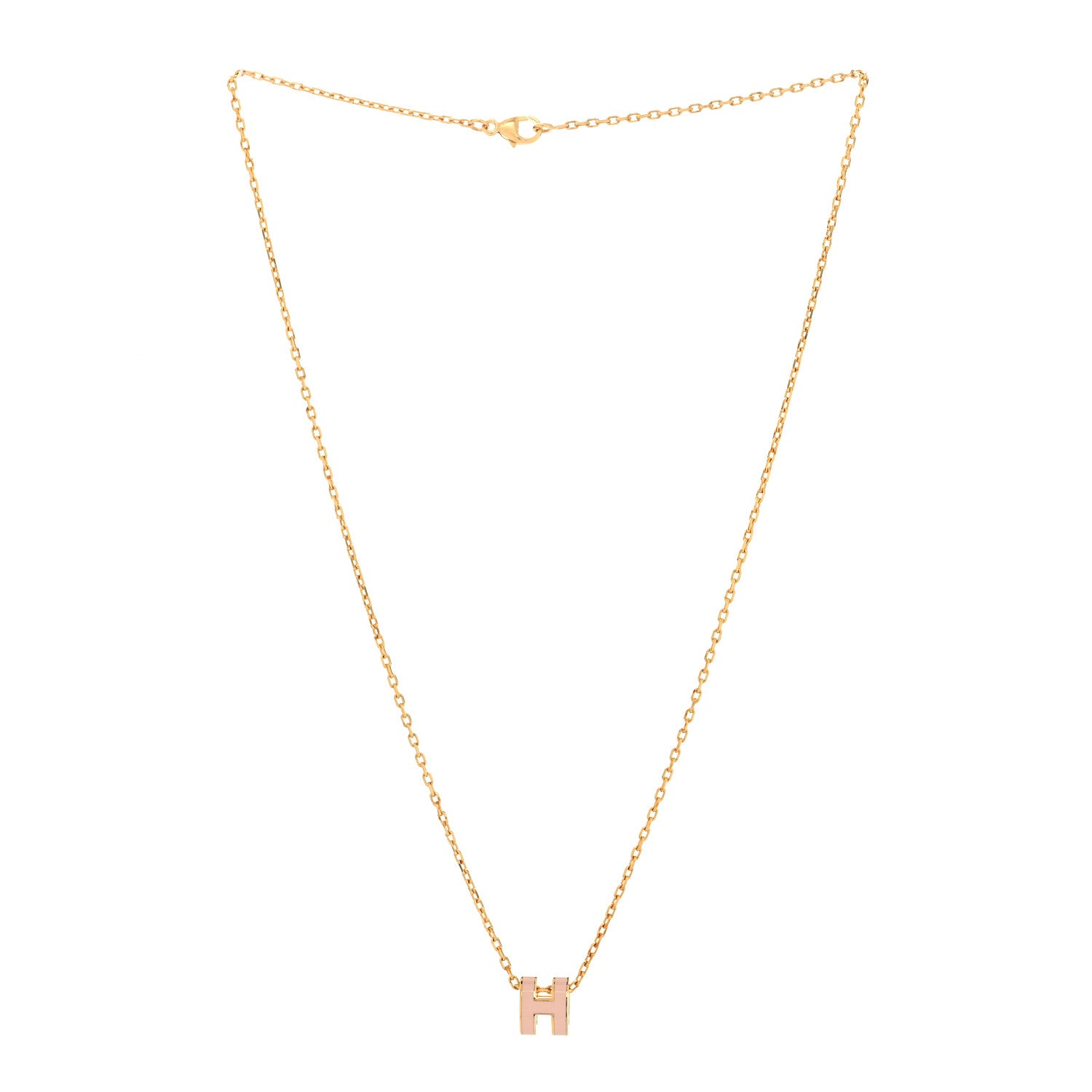 Hermes Lacquered Rose Gold Mini Pop H Pendant Necklace Rose Dragee 3 of 5