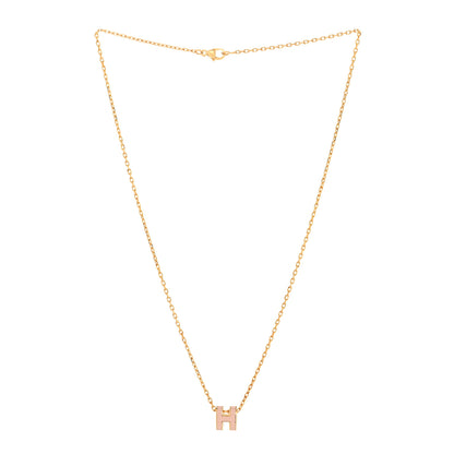 Hermes Lacquered Rose Gold Mini Pop H Pendant Necklace Rose Dragee 3 of 5