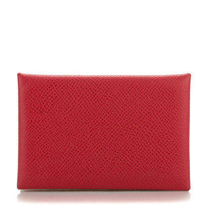 Hermes Epsom Calvi Card Case Rouge Garance 1 of 8