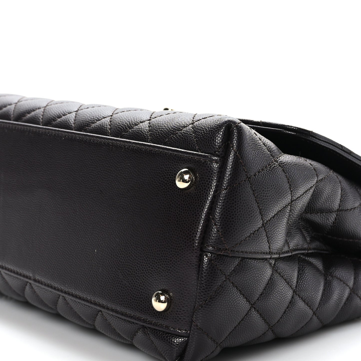Caviar Quilted Small Coco Handle Flap Dark Brown