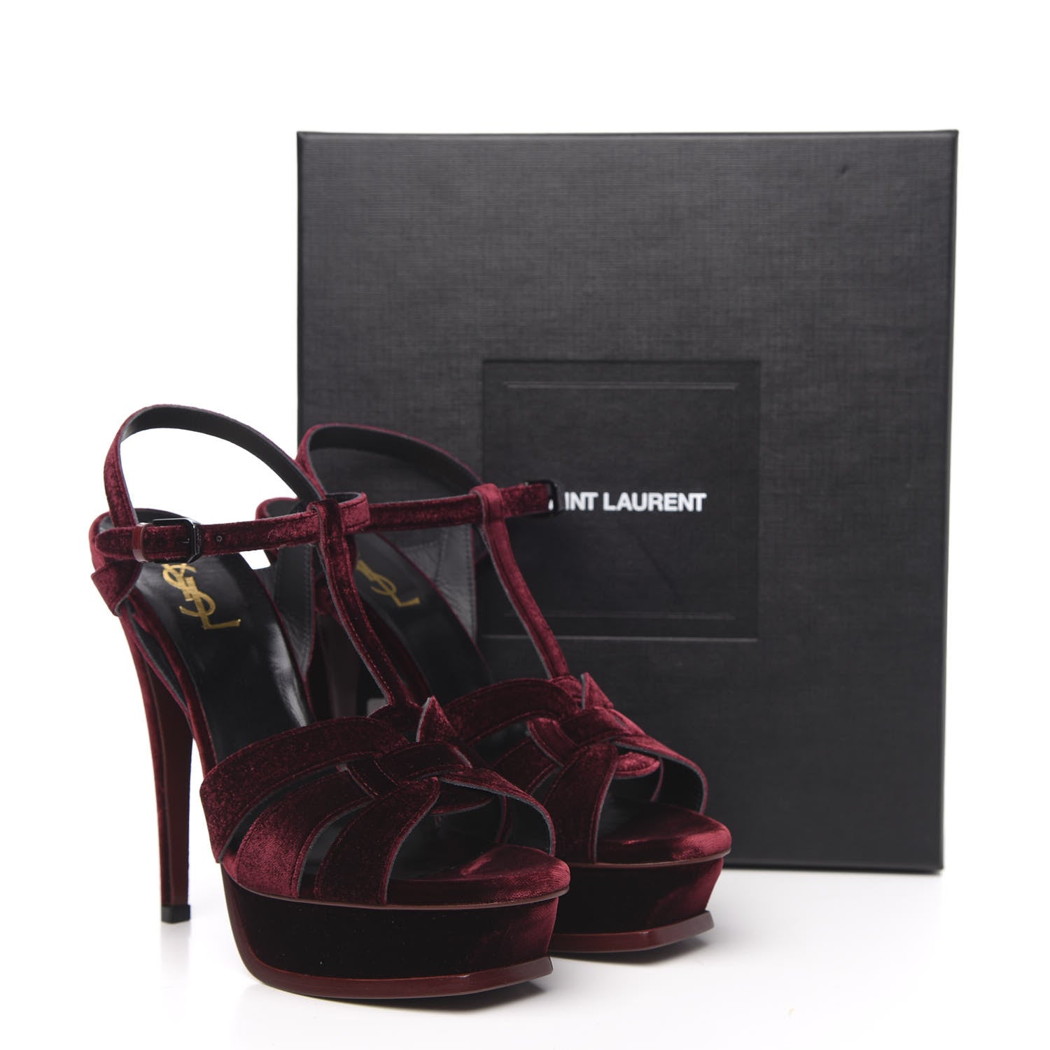 Saint Laurent Velvet Tribute 105 Platform Sandals 40 Burgundy 9 of 9