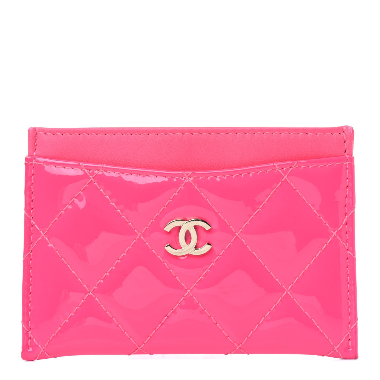 Chanel Patent Quilted Card Holder Pink 1 of 5