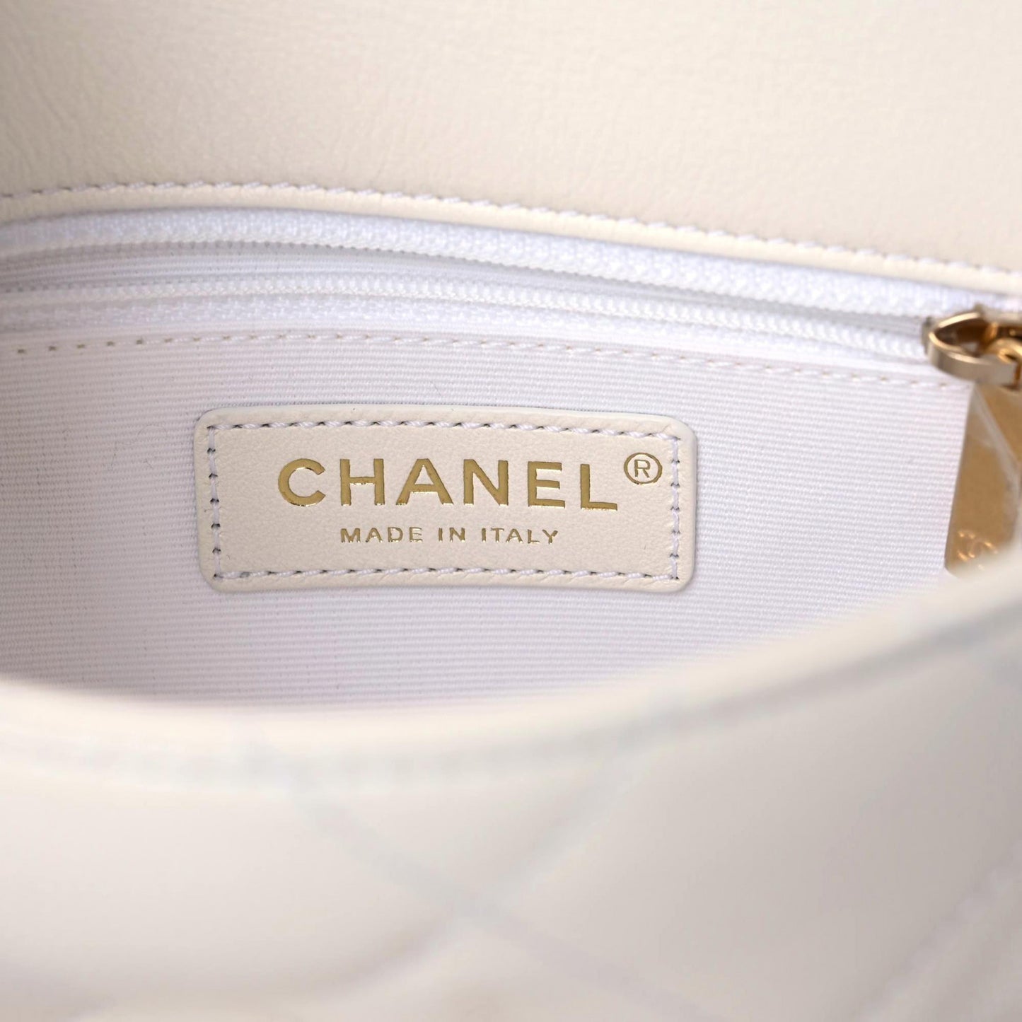 Shiny Caviar Quilted Mini Flap White