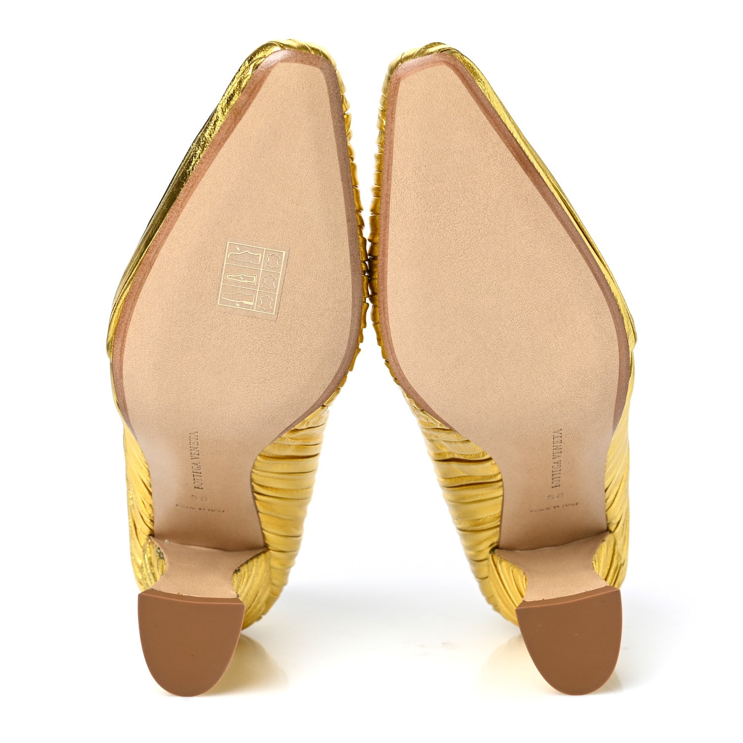 Bottega Veneta Metallic Bark Nappa Almond Pumps 38 Gold 5 of 9