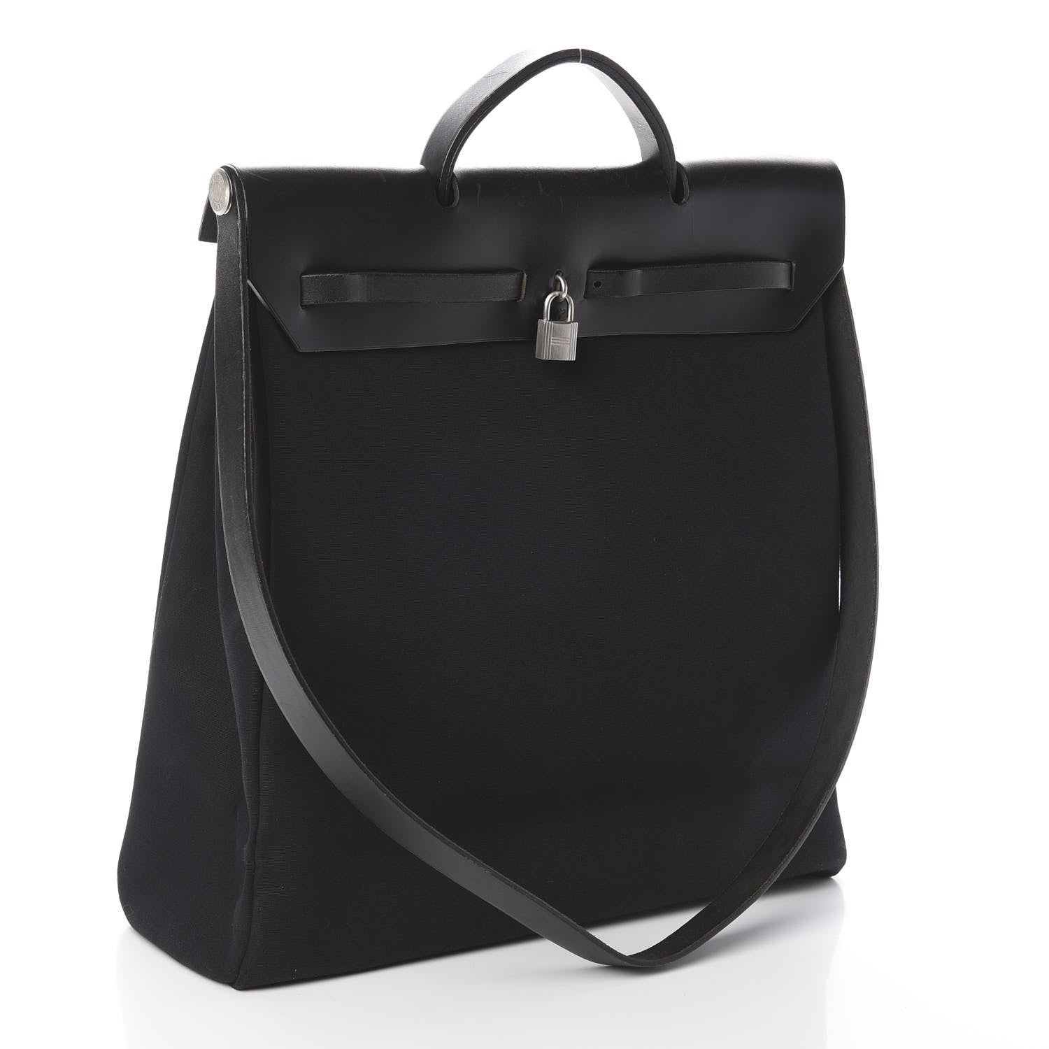 Hermes Toile Vache Calfskin Herbag 39 MM Black 3 of 9
