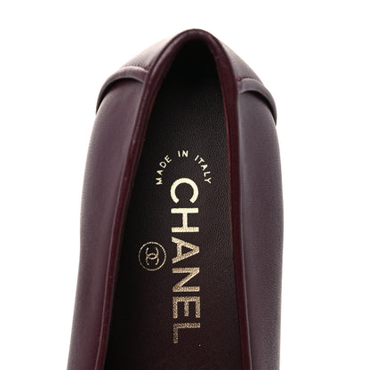 Chanel Lambskin Quilted Womens CC Loafers 39 Burgundy 7 of 9