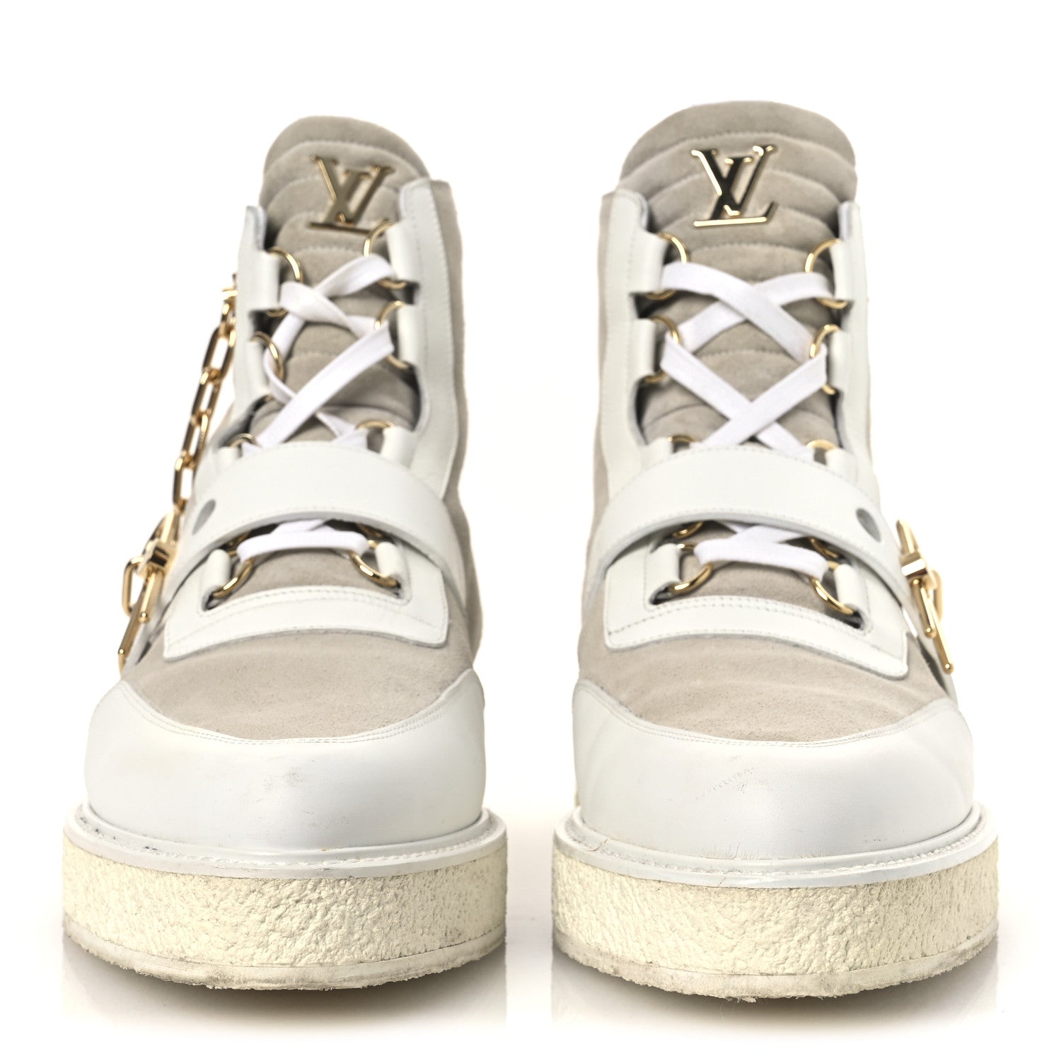 Louis Vuitton Calfskin Suede Mens Creeper Ankle Boots 9 White 3 of 15