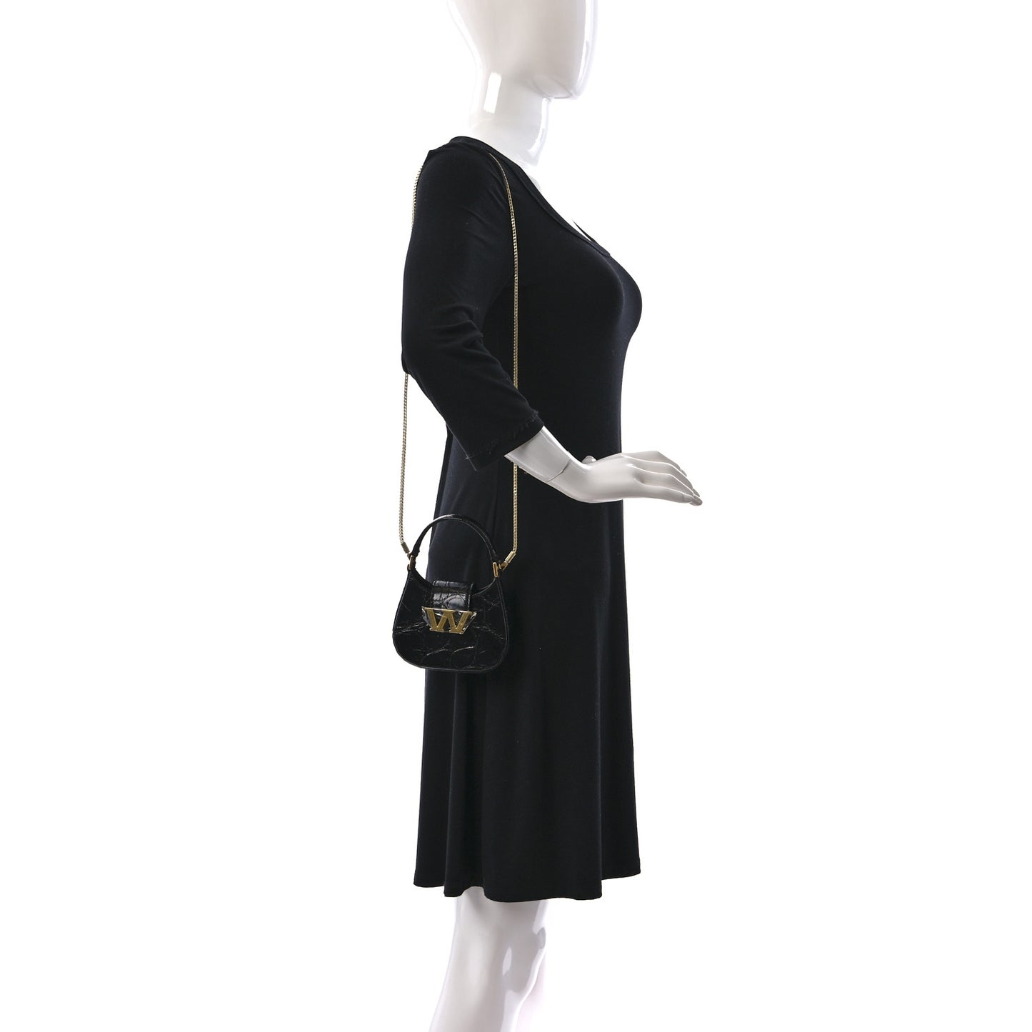 Crocodile Embossed Calfskin Micro Legacy Hobo Black