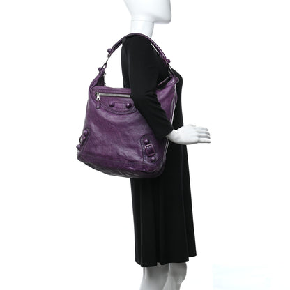 Balenciaga Agneau Giant Brogues Hardware Day Hobo Raisn 2 of 10