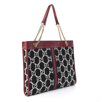 Gucci Tweed GG Monogram Large Rajah Chain Tote Romantic Cherry Black White 2 of 8