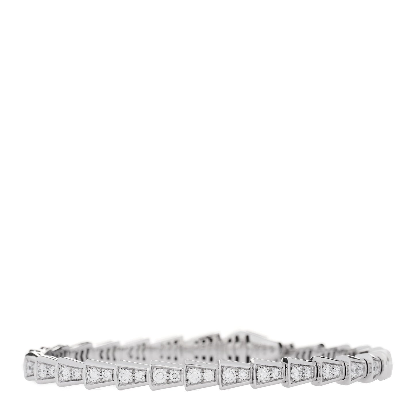 18K White Gold Diamond Serpenti Viper Pave Bracelet M