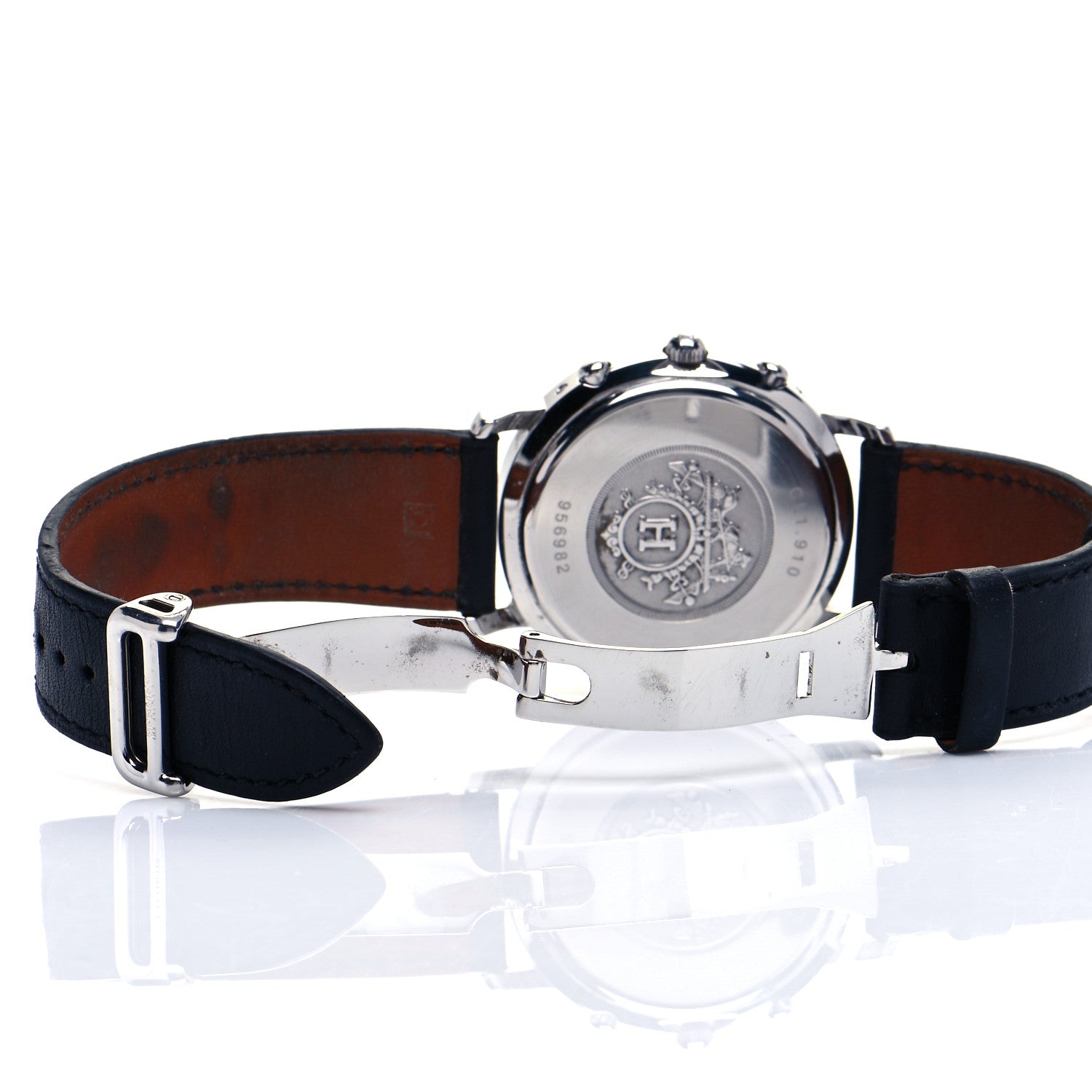 Hermes Stainless Steel Barenia 40mm Clipper Chronograph Quartz Watch Noir 5 of 6