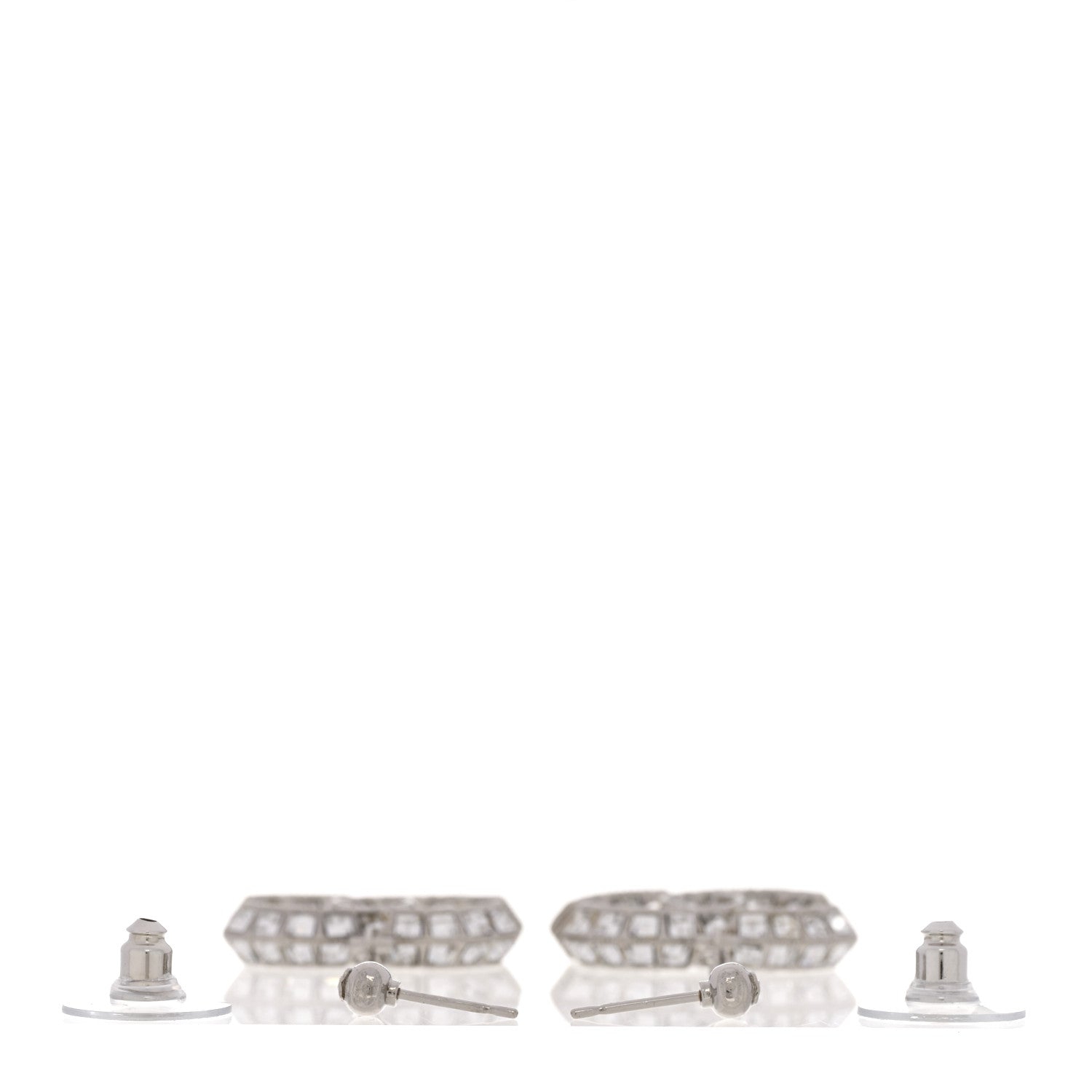 Chanel Baguette Crystal CC Drop Earrings Silver 3 of 5