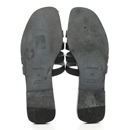 Hermes Calfskin Amore Sandals 38 Black 5 of 11