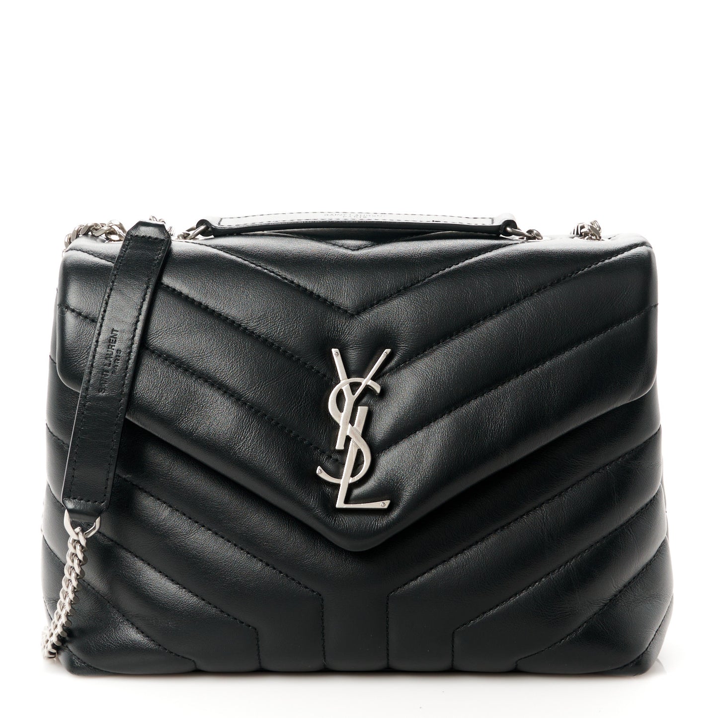 Calfskin Y Quilted Monogram Small Loulou Chain Satchel Black