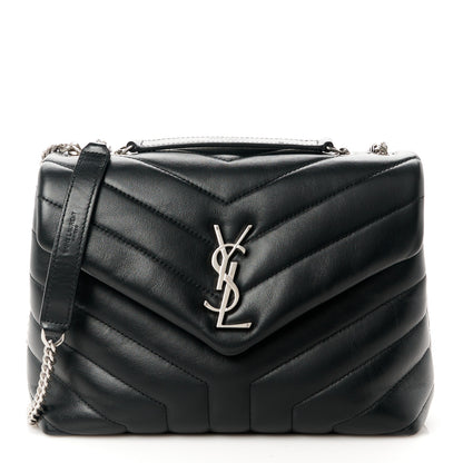 Saint Laurent Calfskin Y Quilted Monogram Small Loulou Chain Satchel Black 1 of 11