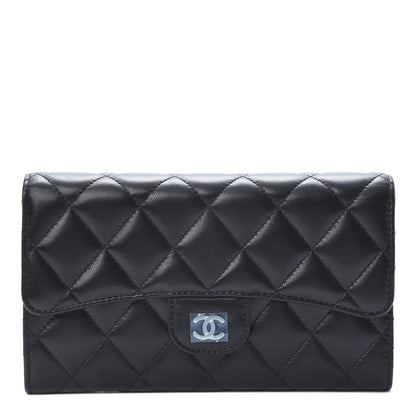 Chanel Lambskin Quilted Large Flap Wallet Black 1 of 12