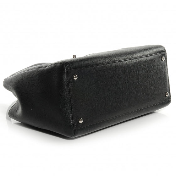 Calfskin Small Cerf Shopper Tote Black