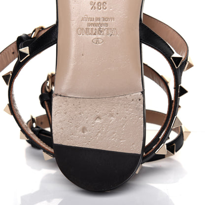 Valentino Garavani Nappa Rockstud Ankle Strap Flat Thong Sandals 38.5 Black 10 of 13