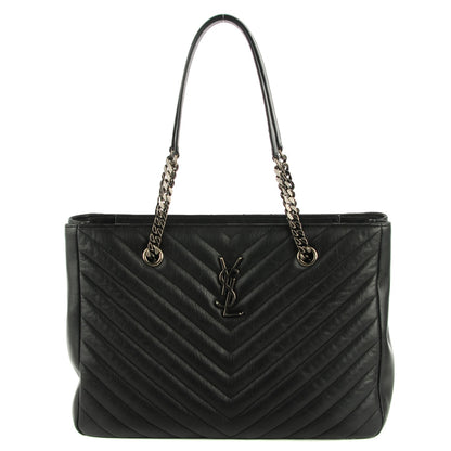 Saint Laurent Sheepskin Matelasse Chevron Large Monogram Shopping Bag Black 1 of 7