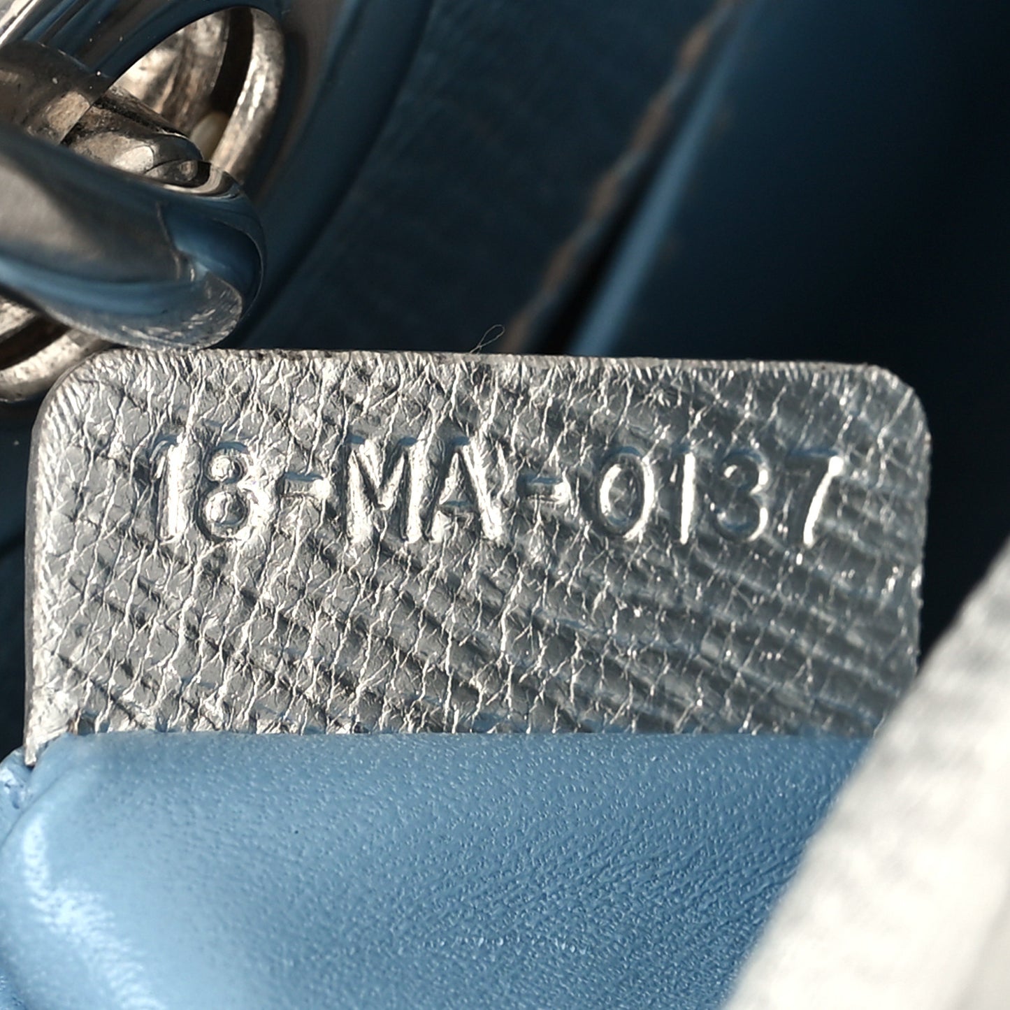 Metallic Grained Calfskin Cannage Small Lucky Badges My Lady Dior Silver