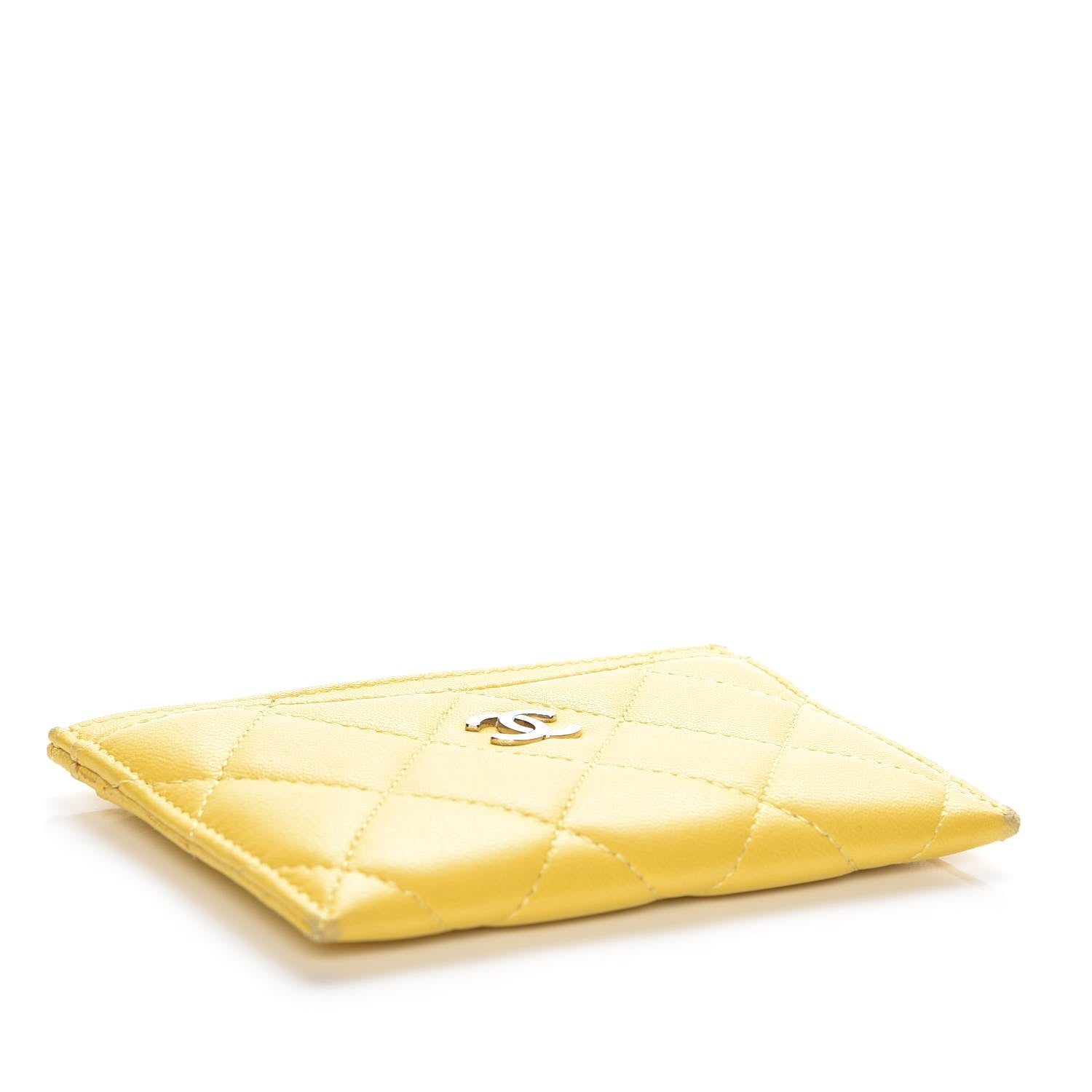 Chanel Lambskin Quilted Card Holder Yellow 4 of 9