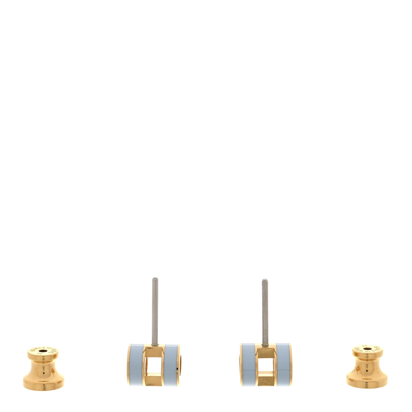 Gold Lacquered Mini Pop H Earrings Bleu Lin