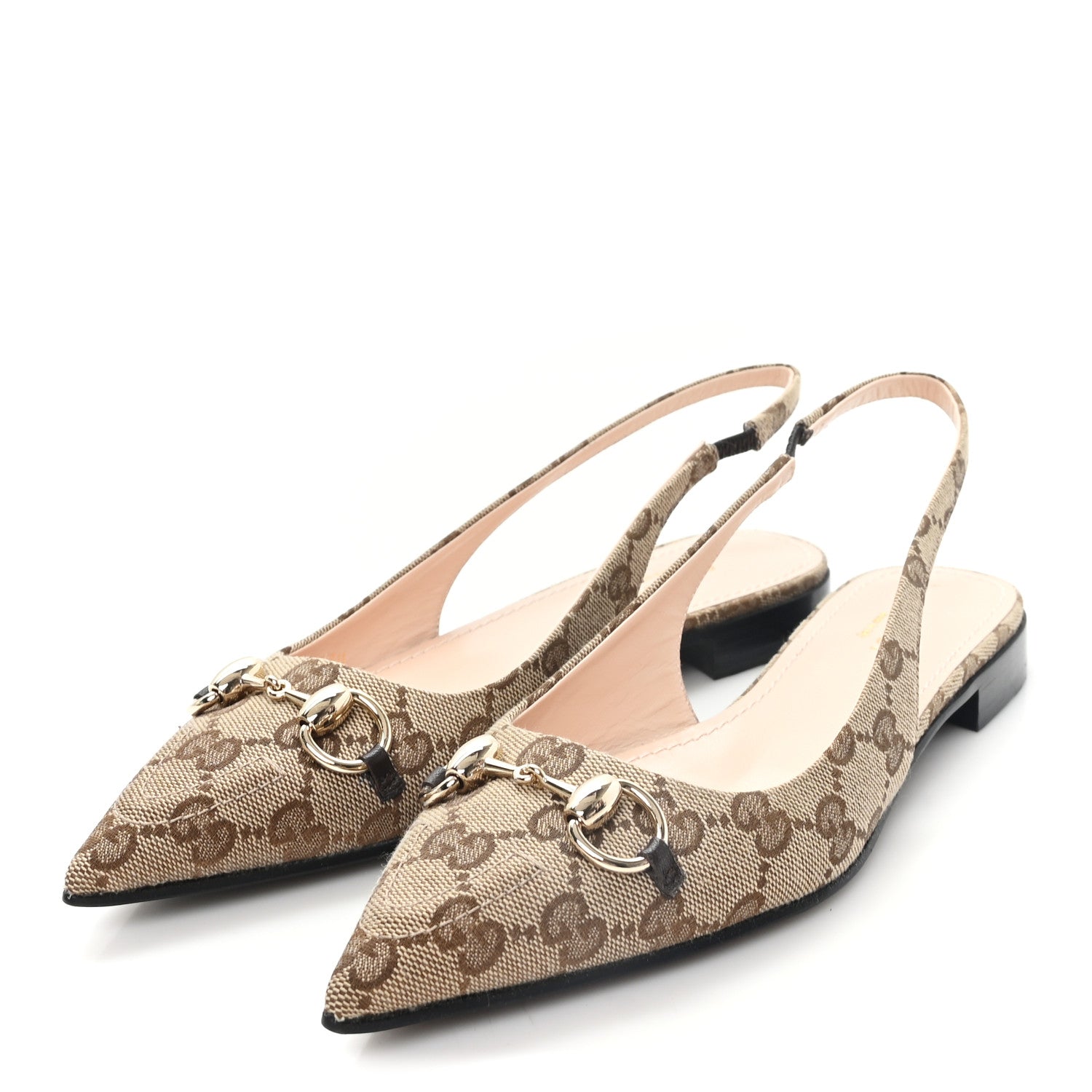Gucci Monogram Horsebit Womens Slingback Ballet Flat 36.5 Beige Ebony Cocoa 4 of 10
