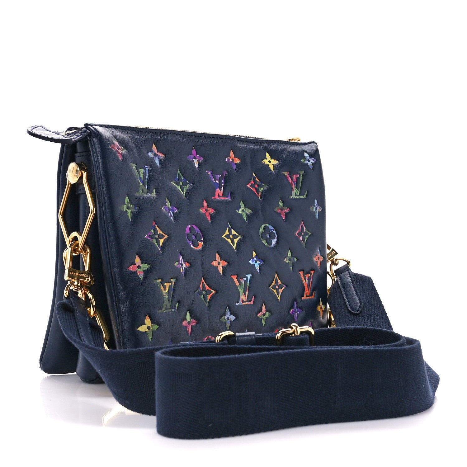 Louis Vuitton Lambskin Embossed Monogram LV Garden Coussin PM Navy 3 of 13