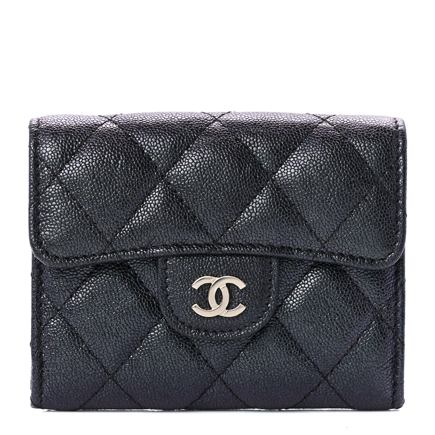 Chanel Iridescent Caviar Quilted Flap Card Holder Wallet Black 1 of 10