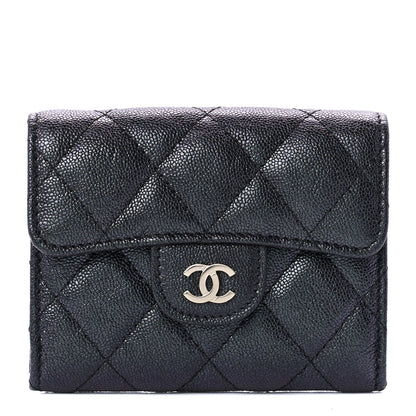 Chanel Iridescent Caviar Quilted Flap Card Holder Wallet Black 1 of 10