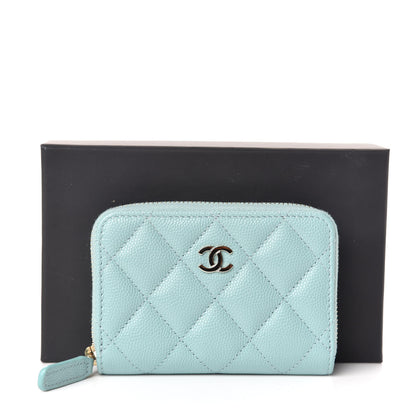 Chanel Caviar Quilted Zip Coin Purse Light Blue 10 of 10