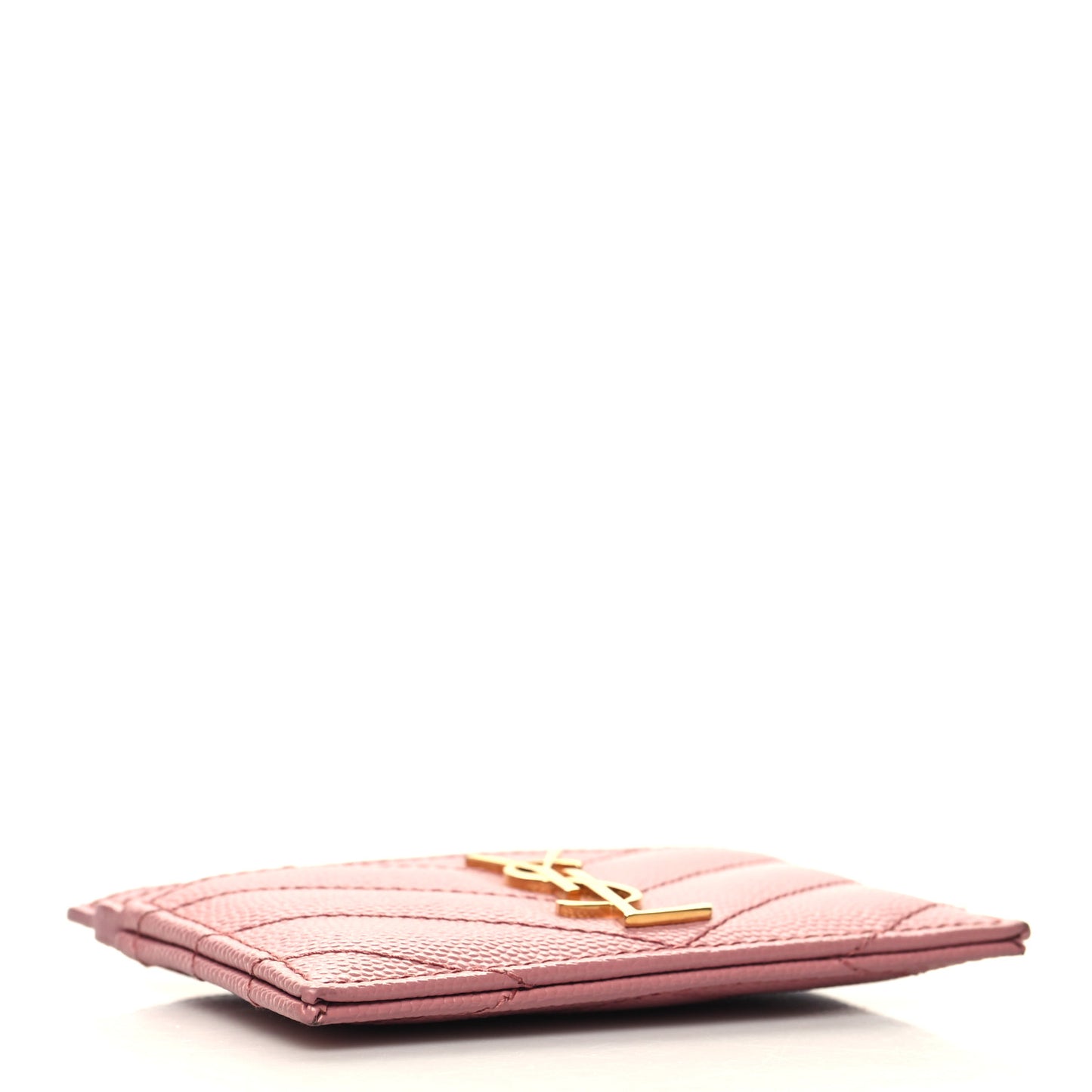 Grain De Poudre Matelasse Chevron Monogram Credit Card Case Dark Rose