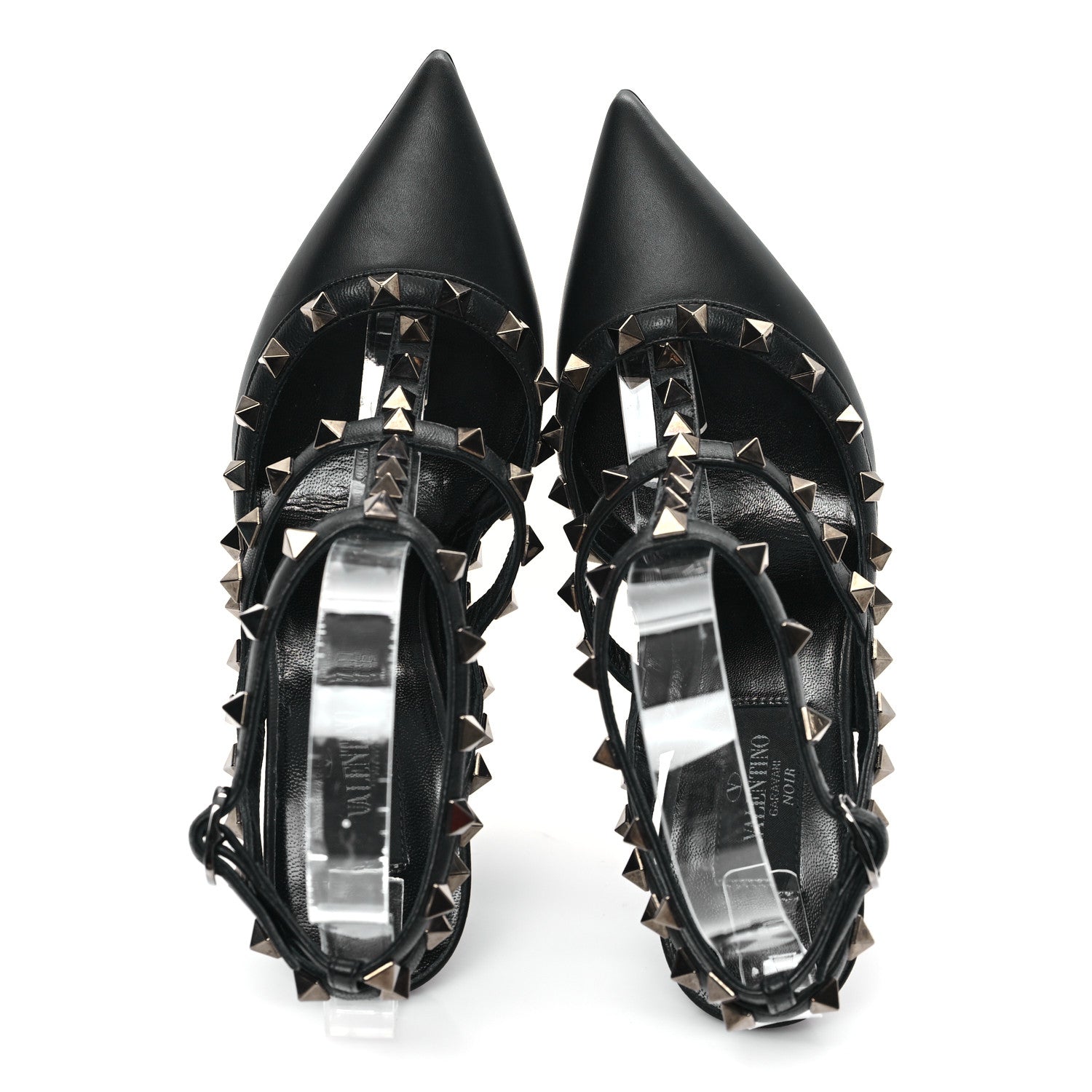 Valentino Garavani Calfskin Nappa Rockstud Ankle Strap 100mm Pumps 36.5 Black 2 of 9