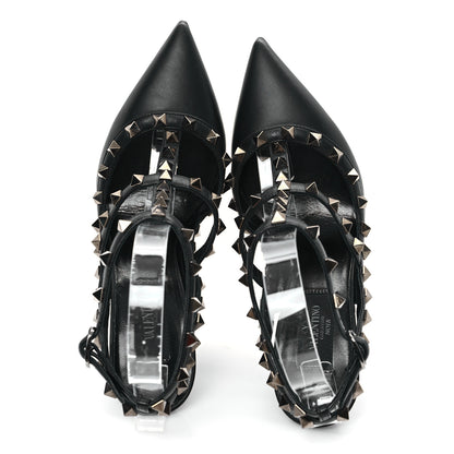 Valentino Garavani Calfskin Nappa Rockstud Ankle Strap 100mm Pumps 36.5 Black 2 of 9