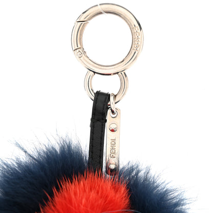 Fendi Rabbit Fox Mink Fur Freak Monster Bag Bug Charm Dark Red Navy 3 of 5