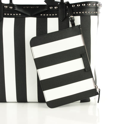 Givenchy Coated Canvas Striped Large Antigona Tote Black White 6 of 9