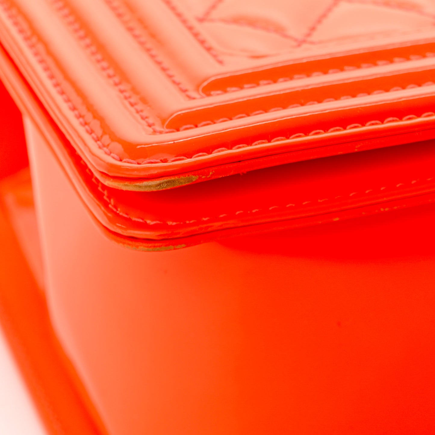 Patent Quilted Medium Boy Flap Orange
