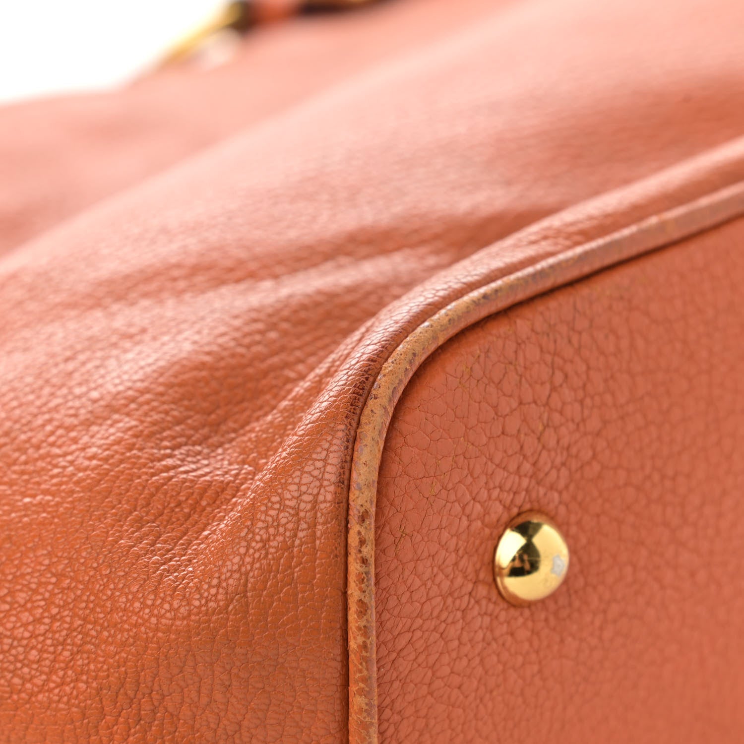 Miu Miu Goatskin Madras Zip Tote Papaya 12 of 18