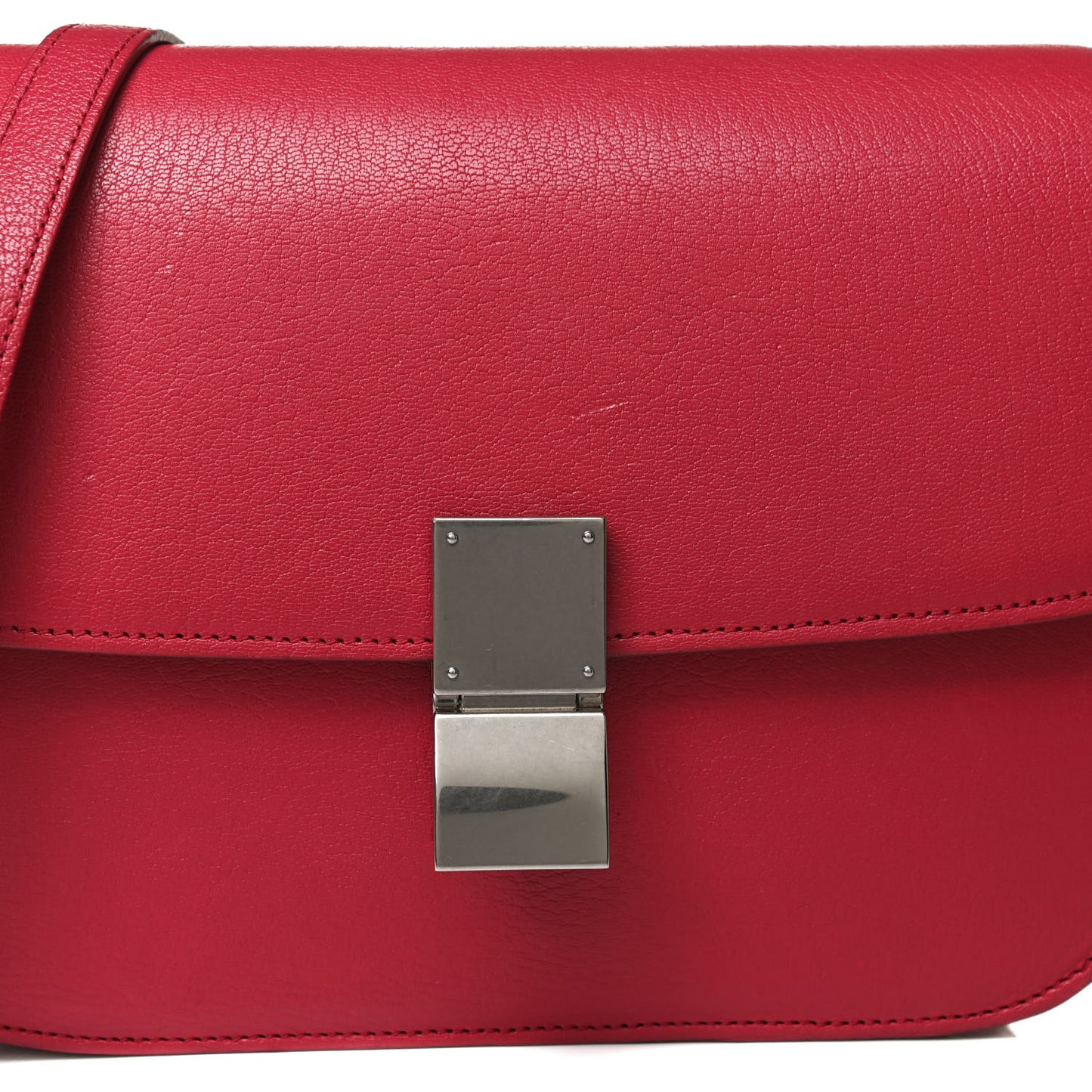 Goatskin Medium Classic Box Flap Bag Dark Pink