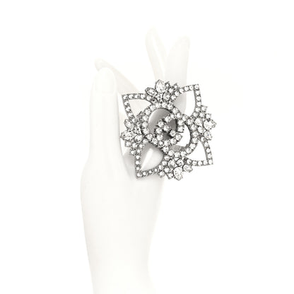 Gucci Metal Crystal Interlocking G Flower Ring M Silver 2 of 5